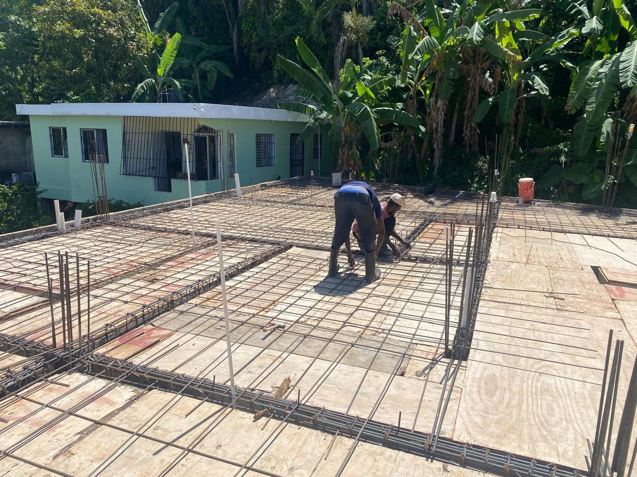 Rebar and formwork before the pour