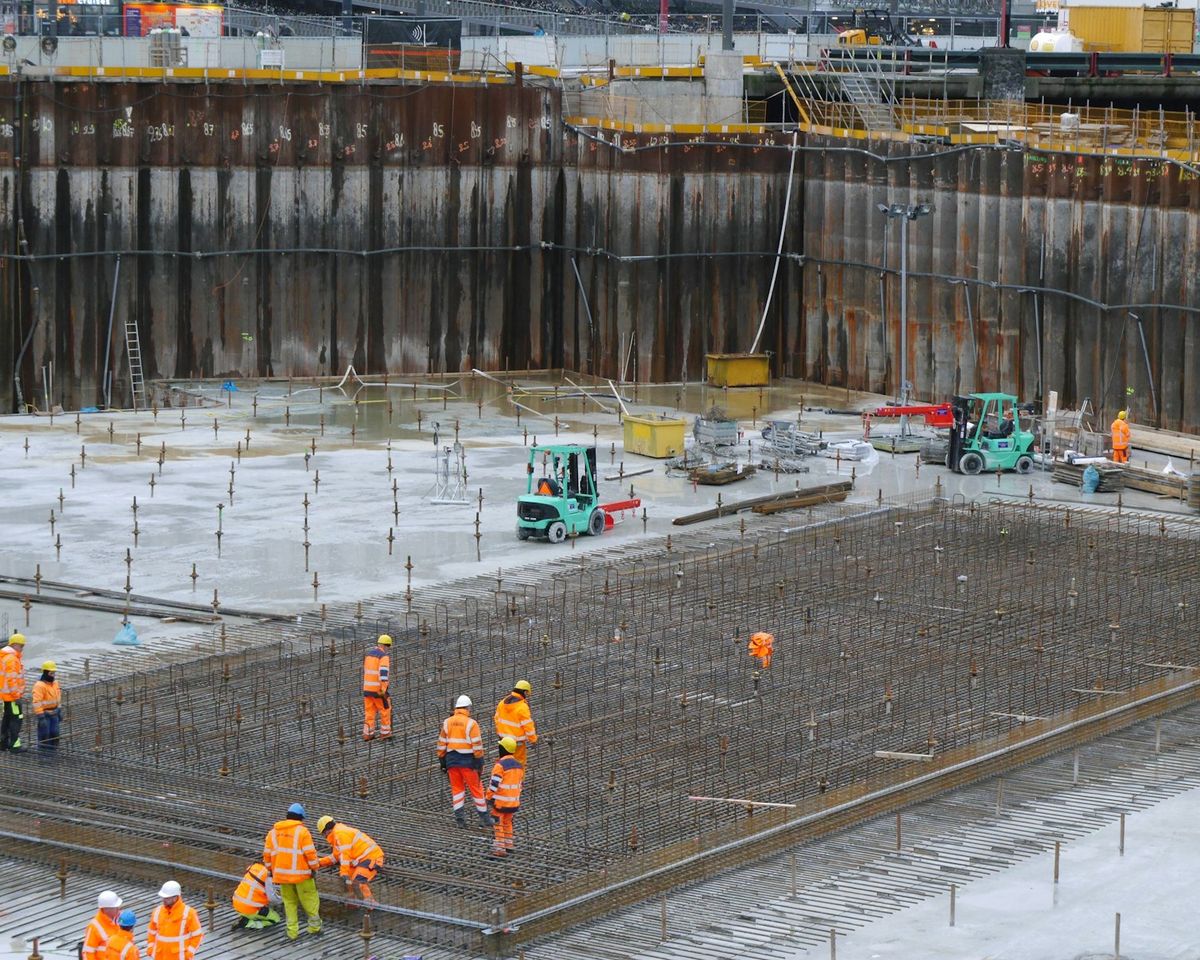 Raft foundation under construction